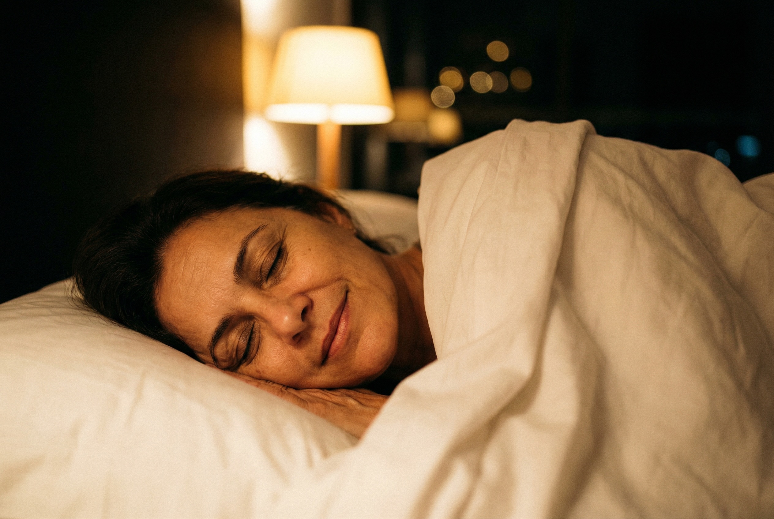 Mulher dormindo em paz